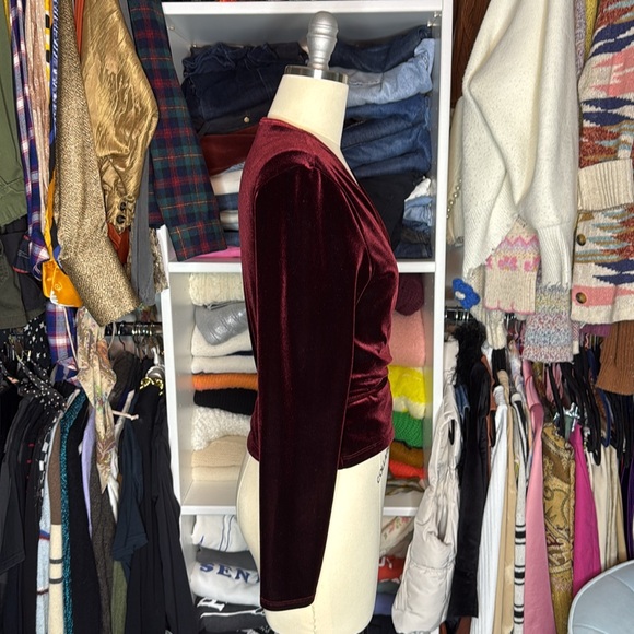 AMERICAN APPAREL burgundy, velvet wrap blouse - Picture 3 of 6